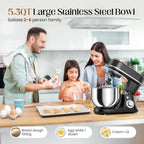 800W Stand Mixer with 5.3QT Bowl, 6-Speed with Pulse Electric Kitchen Mixer, Food Mixer with Dough Hook, Whisk, Beater Tilt-Head & Non-Slip Base for Cookie, Cake, Bread & Baking-Black