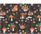 Mushroom Snails Dish Drying Mat for Kitchen Counter 18x24 Inch, Spring Floral Kitchen Drying Mat,Cute Mushrooms Decor Dishes Pad Dish Drainer Rack Mats Absorbent Fast Dry Kitchen Accessories