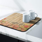 Dish Drying Mat for Kitchen Counter 16x18in Coffee Bar Washable Quick Dish Drying Pad Rubber Backed Absorbent Draining Mat