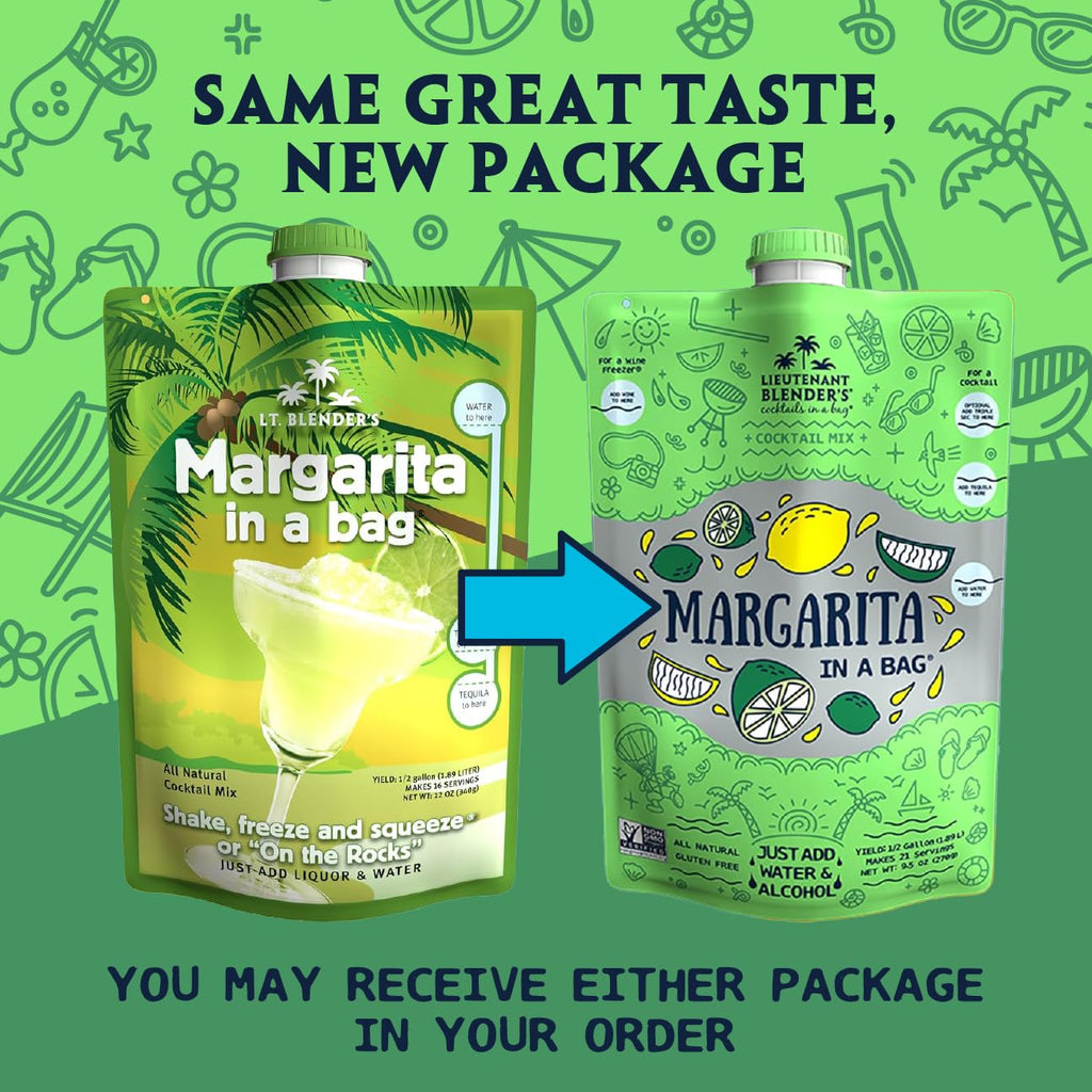 Lt. Blender's Margarita in a Bag - Margarita Mix - Each Bag Makes 1/2 Gallon of Frozen Margaritas – Non-GMO Cocktail Mix - No Margarita Machine Needed – Add Liquor, Wine or as a Mocktails (Pack of 1)