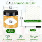 Plastic Jars with Lids, 48 Pcs 6 OZ Slime Containers with Screw On Lids Clear Round Plastic Storage Jars Refillable Container Jar for Travel Storage Home Kitchen Food
