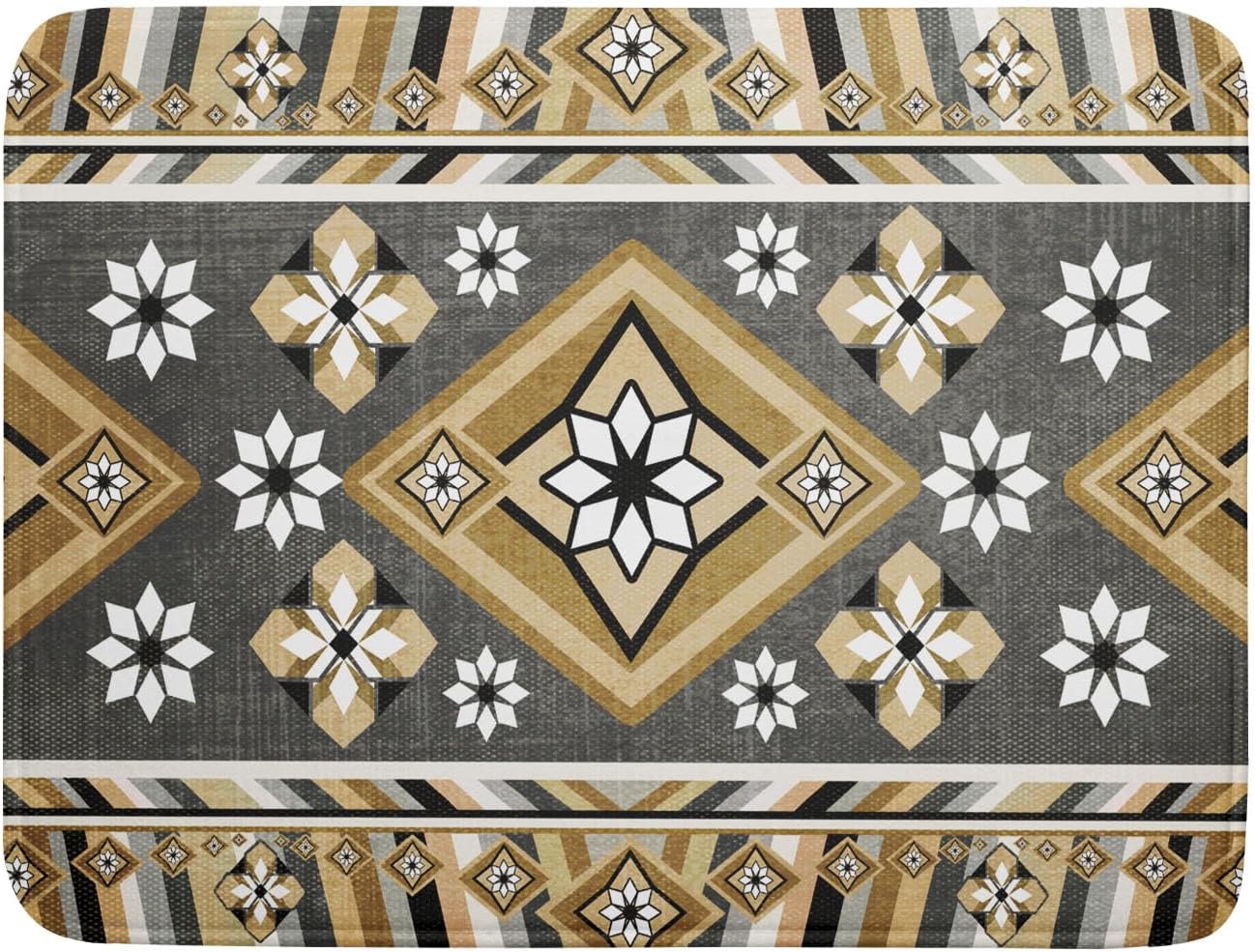 Boho Yellow Gray Aztec Dish Drying Mat for Kitchen Counter,Native American Tribal Aztec Ethnic Boho Style Drying Mat 18 x 24 Inch Microfiber Dish Drying Pad Dish Rack Pad Drainer Mat for Coffee Bar