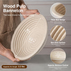 Wood Pulp Banneton Bread Proofing Basket Set, 9" 2.2LB Round Sourdough Banneton Basket Kit, Sourdough Bread Making Tool Baking Supplies with Proofing Bowl, Cover, Dough Whisk, Lame, Scraper