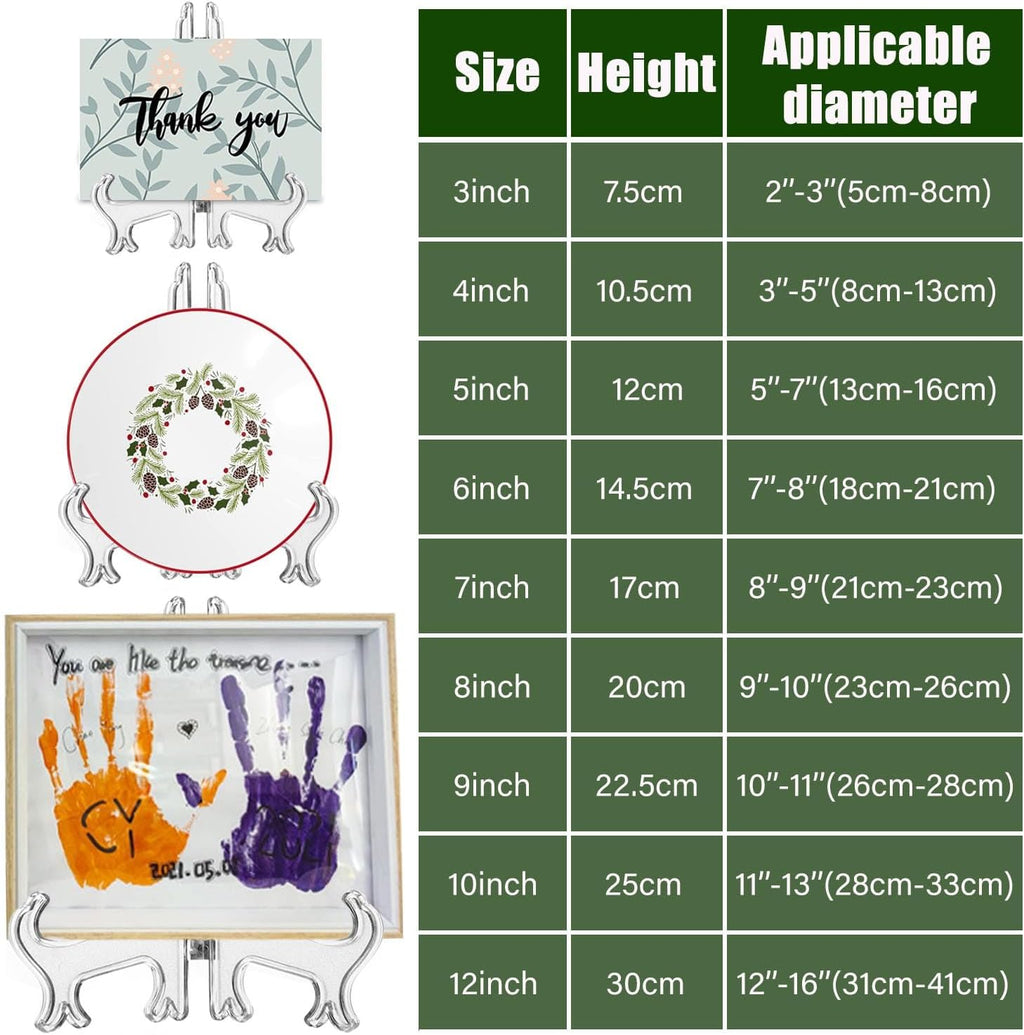 6 Pack 9 Inch Clear Plastic Easels or Stand/Plate Holders to Display Pictures or Other Items at Weddings, Plate Stands for Home Decoration, Birthdays, Tables