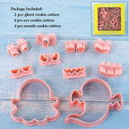 10Pcs Halloween Cookie Cutters, 3D Cookie Cutter with Plunger Stamp, Ghost Biscuit Cutters Cake Baking Fondant Embosser Stamps Halloween Party DIY Cake Decorating Tools(L10)