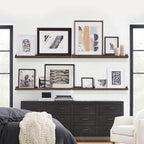 Forbena 36 Inch Long Picture Ledge Shelf, Wooden Floating Shelves for Wall with Lip, Dark Brown Wall Mounted Bookshelf Bookshelves for Living Room Bedroom Office Books Photos (Real Wood, Set of 4)