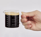 Ackers Etching Scale Measuring Glass -[Insulated handle | V-Shaped Spout]-Made of High Borosilicate Glass Measuring for Kitchen or Restaurant, Easy to Read, 120 ML (4 Oz)