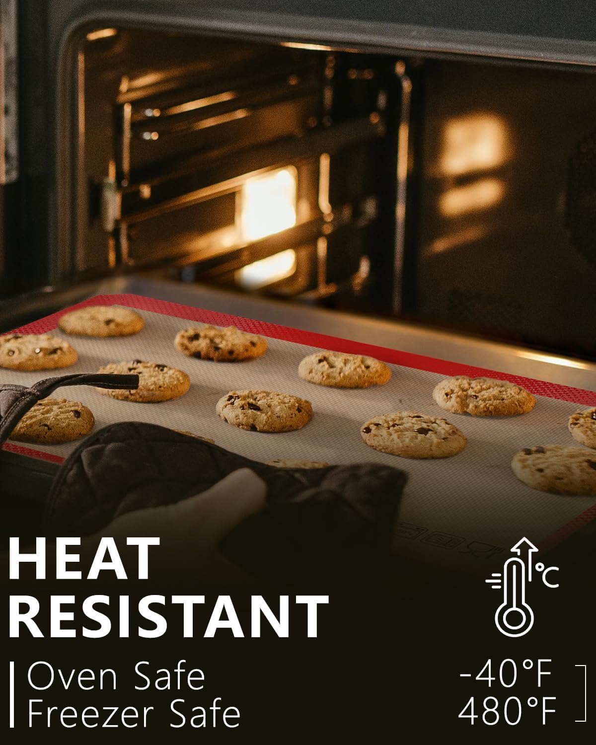 Sopito 5PCS Non Stick Platinum Silicone Baking Mat for Half Sheet & Quarter Baking Sheet and 9'' Pizza Pan, Reusable & Food Safe Heat Proof Up to 480℉ Cooking Mat, Red