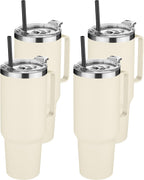 HASLE OUTFITTERS 40 oz Stainless Steel Tumbler with Handle, Vacuum Insulated Tumblers Bulk, Reusable Double Wall Travel Coffee Mug, Durable Powder Coated Water Bottle(Beige, 4)