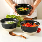 Hasense Ceramic Soup Bowls, 40 oz Large Salad Cereal Bowls Set of 4, Stackable Serving Bowls for Kitchen, Bowls for Pasta Ramen Noodle Pho, Dishwasher Microwave Safe, Gloss Black & Matte White