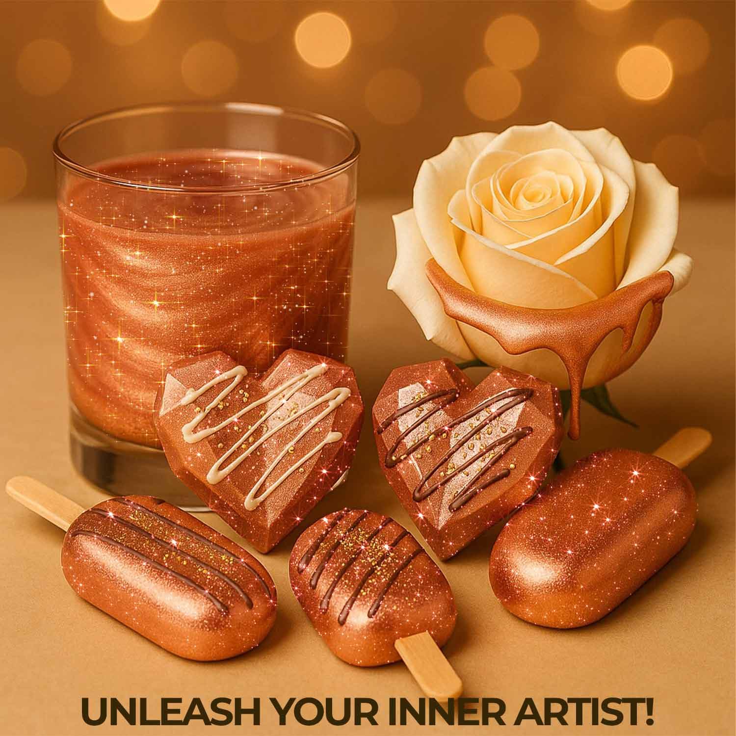 Bulk (20g) Rose Gold Edible Glitter for Drinks Edible Glitter for Cakes, Drink Glitter Brew Glitter Rose Gold Edible Glitter Cake Decorations Edible Rose Gold Glitter for Strawberries Cocktail Glitter