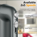 Hand Mixer Electric, 450W Kitchen Mixers with Scale Cup Storage Case, Turbo Boost/Self-Control Speed + 5 Speed + Eject Button + 5 Stainless Steel Accessories, For Easy Whipping Dough,Cream, Cake