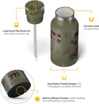 RTIC Little Journey Bottle with Straw, Insulated, Stainless Steel, Metal, Double Wall Vacuum-Insulation, Ceramic-Lined, Leak-Proof Lid, BPA-Free Water Flask for Sports, Travel, Happy Camper