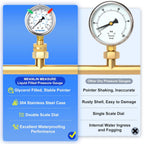 MEANLIN MEASURE 0~150Psi Stainless Steel Frame 3/4" Female 2.5" FACE DIAL Liquid Filled Pressure Gauge WOG Water Oil Air Water Pressure Test Table with Sealing Ring (with 2PCS Snaps)