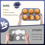 2 Pack 6 Cups Jumbo Muffin Pan with Metal Reinforced Frame Silicone Molds Egg Bites Silicone Circle Cookie Molds Extra Large Muffin Tin Jumbo Tart Pans Baking Sheet Set for Sandwiches