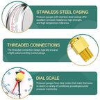 0-300PSI Stainless Steel with Reset Pointer Liquid Filled Pressure Gauge, 2.5" Dial Size, 1/4" NPT Lower Mount, for Tube, Water Pump, Gas, Liquid, Pressure Test