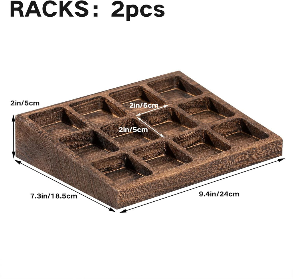 Yangbaga 24Pcs Glass Spice Jars with Labels-4oz Acacia Wood Lid Square Spice Containers and 2pcs Rack with Pepper Grinder Lids &Funnel,Seasoning Jars for Rack Cabinet Drawer