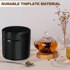 uxcell 2Pcs Round Tea Canisters, 4" x 4" Airtight Metal Tea Containers for Loose Tea, Coffee Beans, Spices - Durable, Compact, and Stylish Storage Tea Tin (Black)