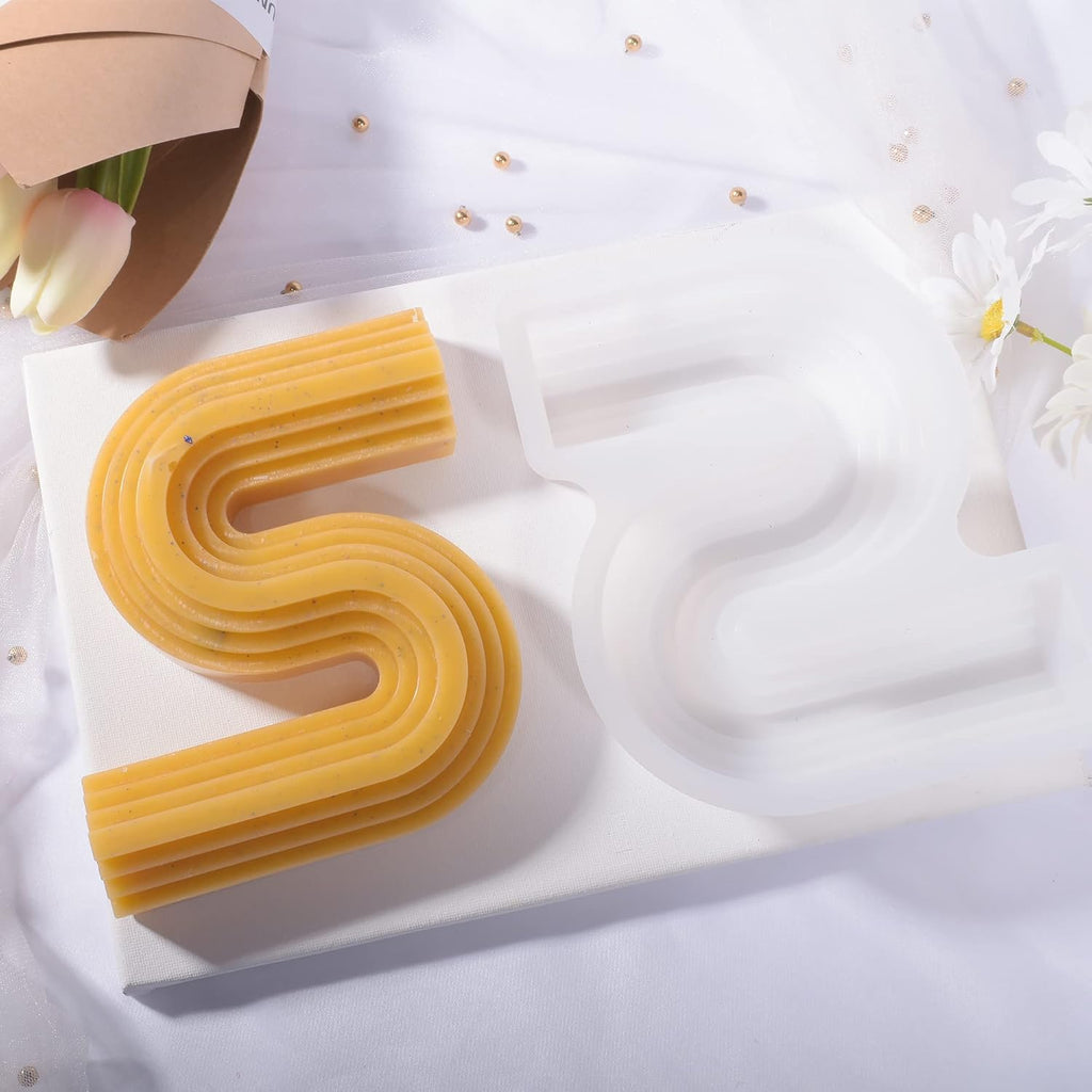 2 Pack 6 inch + 7 inch Twist Candle Molds - Geometric Resin & Silicone Molds for Candles & Soap - Nordic Geometric Line