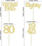 Gyufise 24Pcs 80th Birthday Cupcake Toppers Glitter Cheers to 80 Fabulous Eighty Vintage 1945 Cupcake Picks 80th Birthday Wedding Anniversary Party Cake Decorations Supplies Gold