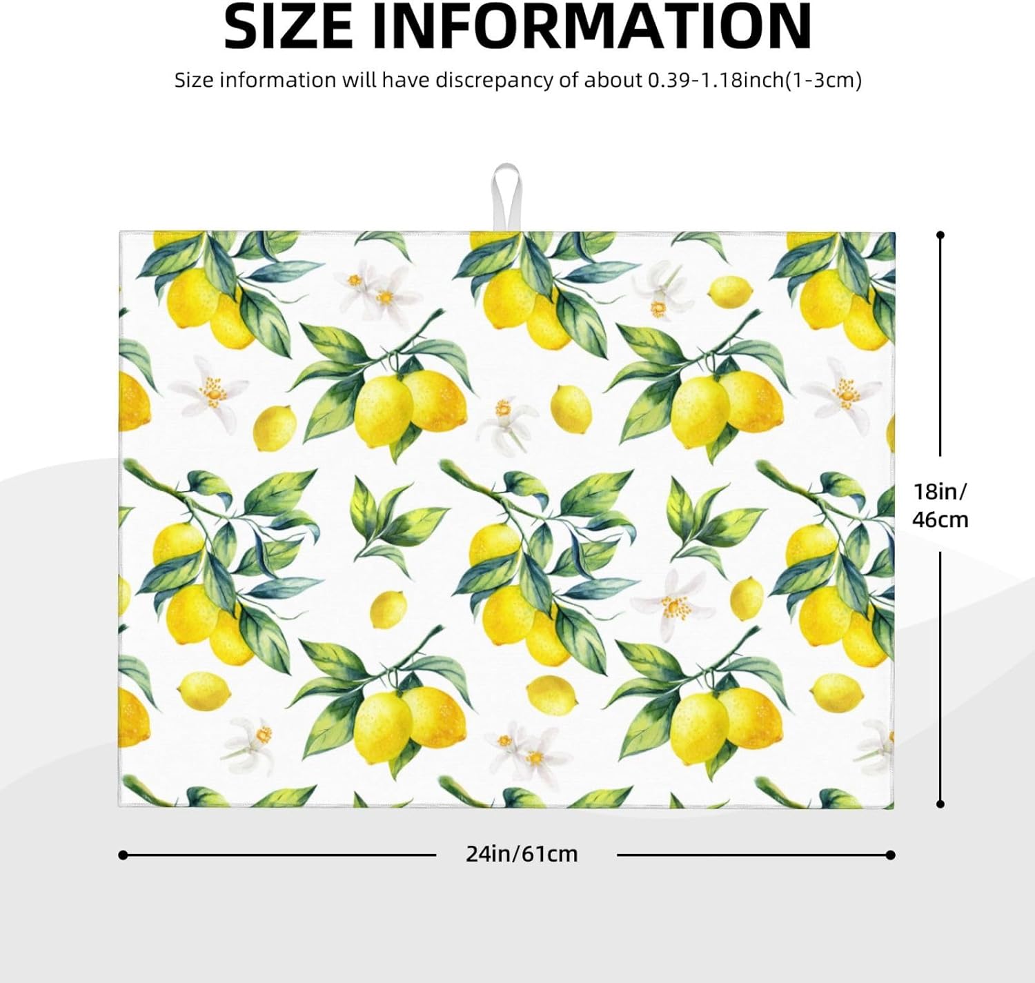 Tropical Lemon Leaves Dish Drying Mat, Highly Absorbent Microfiber Kitchen Counter Pad Reusable Washable, 18*24"