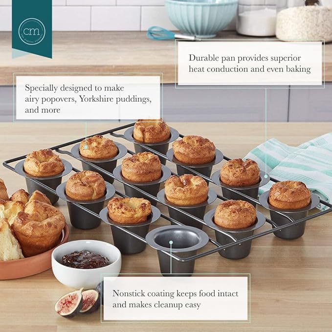 Chicago Metallic 26121 Professional 12-Cup Non-Stick Mini-Popover Pan, 16-Inch-by-10.75-Inch