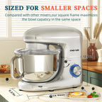 CHeflee Stand Mixer,660W 6+P With 6.5QT Stainless Steel Bowl,Dough Hook, Wire Whip & Beater,for Most Home Cooks,Silver