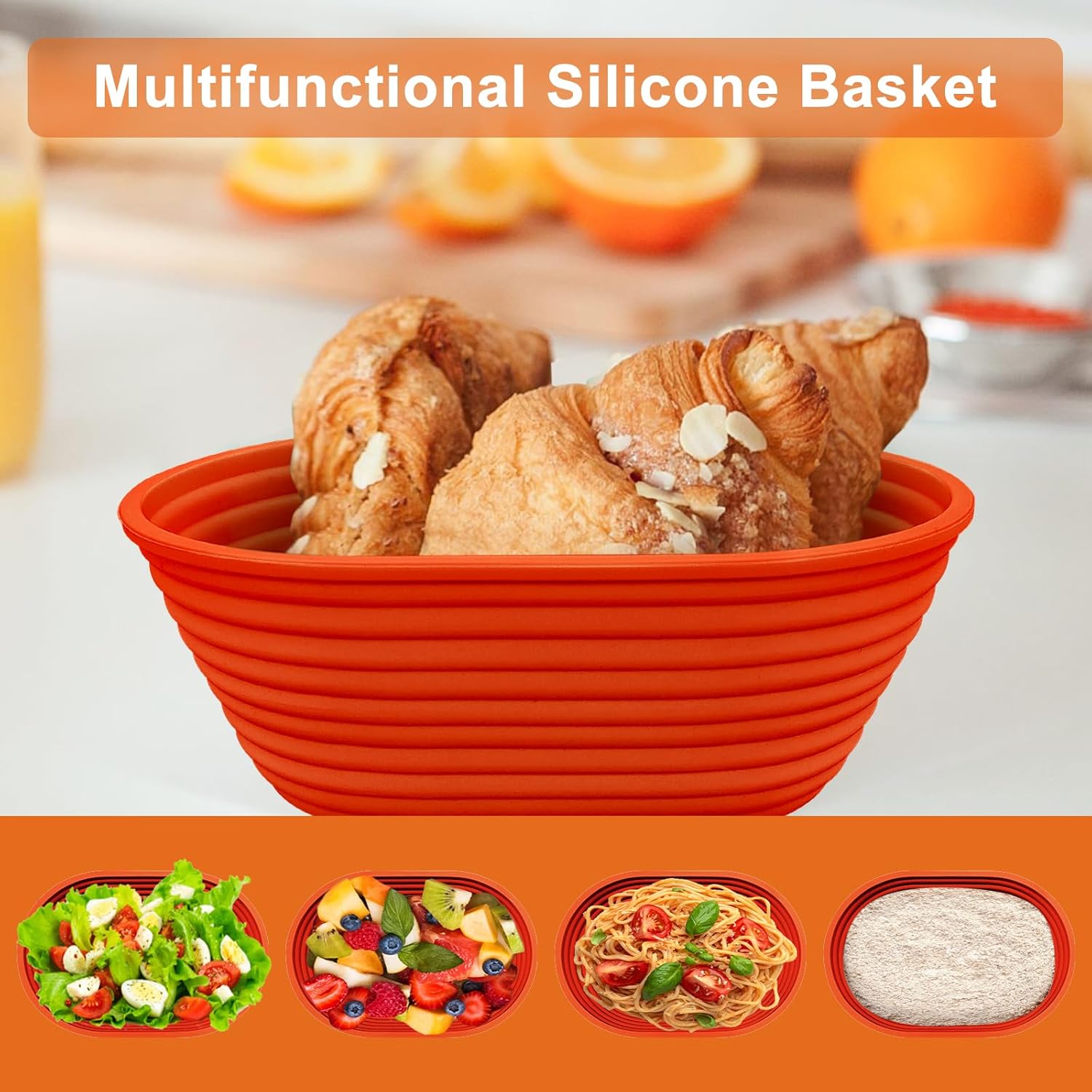 Silicone Banneton, Sourdough Bread Baskets (Set of 5, 6.5 Inch), Mini Oval Proofing Bowls, Bread Making Baking Supplies, Banneton proofing basket for Sourdough Baking
