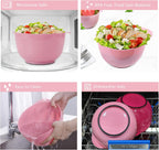 BoxedHome Classic Mixing Bowl Set, BPA Free Plastic, Microwave and Dishwasher Safe (Set of 4, Rose red), 4.5 quarts