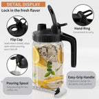 Glass Mason Jar Pitcher - 32oz with Pour Spout Lid, Airtight Seal - Ideal for Cold Brew Coffee, Juice, Lemonade, and More - Premium Glass Jug for Beverages and Sun Tea-Dark Cover