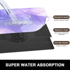 Rnivvi Dish Drying Mat for Kitchen Counter, 16 x 18" Cute Marble Theme Absorbent Heat Resistant Drying Pad with Non-slip Rubber, Coffee Bar Mats for Coffee Machine Dish Rack Kitchen Decor, Purple