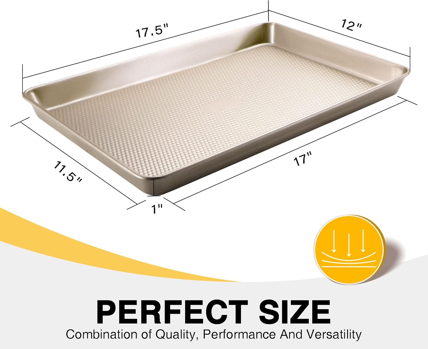 Half Cookie Sheet Pan for Baking - HONGBAKE Nonstick Baking Sheet with Diamond Texture Surface, 57% Thicker Carbon Steel Commercial Cookie Trays for Oven