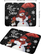 Let It Snow Dish Drying Mat, Winter Dish Drying Mat for Kitchen Counter, Christmas Cute Snowman Absorbent Fast Dry Dish Drainer Mat Protector Xmas Microfiber Dish Drying Pad 16x18 Inch