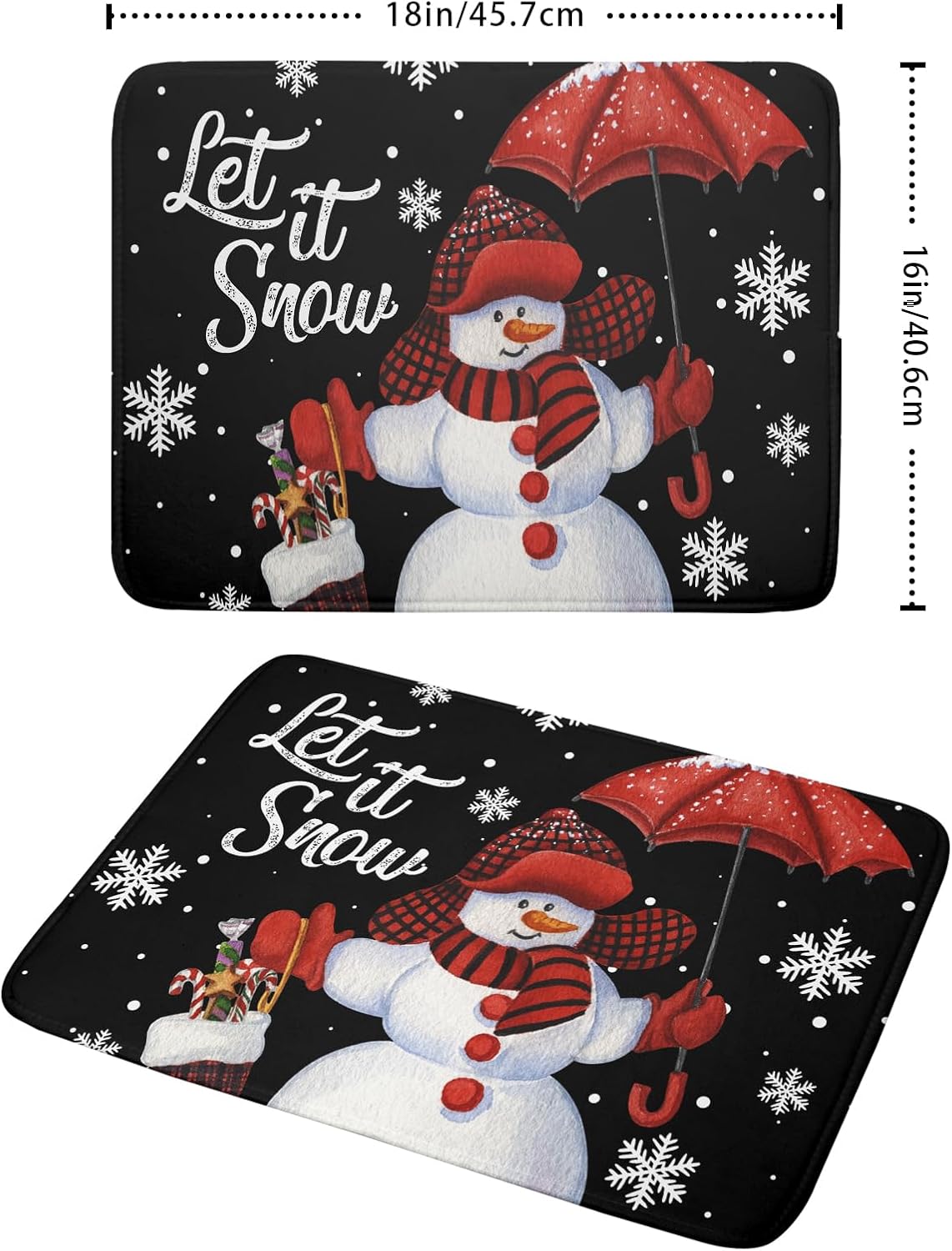 Let It Snow Dish Drying Mat, Winter Dish Drying Mat for Kitchen Counter, Christmas Cute Snowman Absorbent Fast Dry Dish Drainer Mat Protector Xmas Microfiber Dish Drying Pad 16x18 Inch