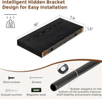 Heimlove 16 Inch Floating Shelves for Wall Black Shelves Set of 2,Wall Mounted Rustic Wood 8 Inch Deep Floating Shelf with Invisible Brackets for Bedroom Kitchen Living Room