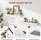 17x8x1.6 inch Floating Shelves Set of 2 – Solid Wood Rustic White Wall Mounted Shelf for Kitchen, Bathroom, Living Room