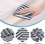 Homaxy 12 Pack Kitchen Dish Cloths, Ultra Soft and Absorbent Dish Towels, Reusable Fast Drying Microfiber Cleaning Cloth, Coral Velvet Wave Design No-lint, 10 x 10 inches, Dark Grey/Navy Blue/Beige