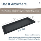 Countertop and Vanity Tray - 11.7" Silicone Bathroom Tray Countertop, Dish Soap Trays for Kitchen Counter, Organizer Accessories Caddy, Toilet Laundry Shower Oil Makeup Mat, Black