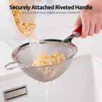 18/8 Stainless Steel Mesh Strainer: U-Taste 5.5 Inch Kitchen Fine Mesh Sieve Food Colander with Riveted Sturdy Silicone Handle and 30 Mesh Hole for Straining Flour, Pasta, Fruit, Quinoa (Red)