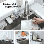 Silicone Bathroom Soap Dishes with Drain Spout-Bathroom and Kitchen Sink Organizer,Sponge Holder,Dish Soap Tray,Perfect for Dispenser,Scrubber,Bottle,Cup on Sink or Counter-Coffee 9.6"×5.3"