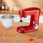 SEEDEEM Stand Mixer, 8.5 Qt 660W Tilt-Head Kitchen Mixer with 6+P Speeds, Dough Hook, Wire Whip & Beater, Dishwasher-Safe Attachments, Red – Ideal for Baking & Daily Use, Red