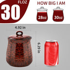 Hasense Ceramic Food Storage Jar, Coffee Canister with Lid, Cookie Candy Jar for Kitchen and Home, Serving for Dog Treat Sugar Loose Tea Flour Coffee Beans, 30 FL OZ(Red)