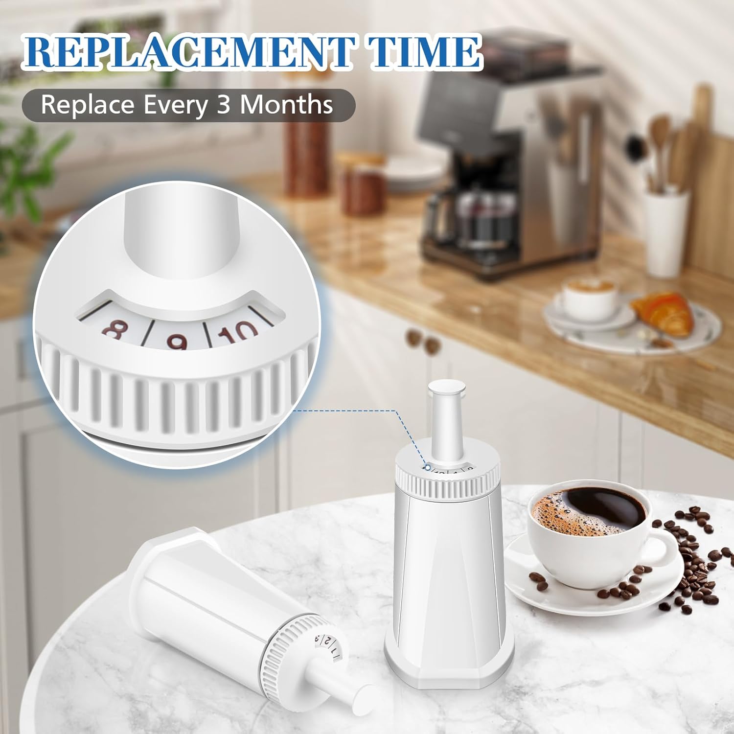 Replacement Water Filter for Breville Barista Touch Espresso Machine BES880, Barista Pro BES878, Oracle Touch BES990, Oracle BES980 & Dual Boiler BES920 Bambino ClaroSwiss Sage, 2 Pack, BES008WHT0NUC1