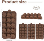 4 Pcs Chocolate Silicone Molds for Candy, Food Grade No-Stick Baking Molds with Different Shapes (4 Styles)
