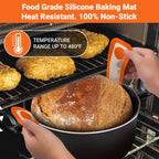 Silicone Bread Sling for Dutch Oven - 2 Pcs Non-Stick & Easy to Clean Reusable Silicone Bread Baking Mat Set with Extra Long Handles, Easy to Transfer Sourdough Bread, Gray, Orange
