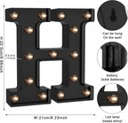 Foaky Black LED Letter Lights for Room Decor - Bedroom Wall Decor, Alphabet Lights for Home, Wedding, Party - Battery Operated （H）