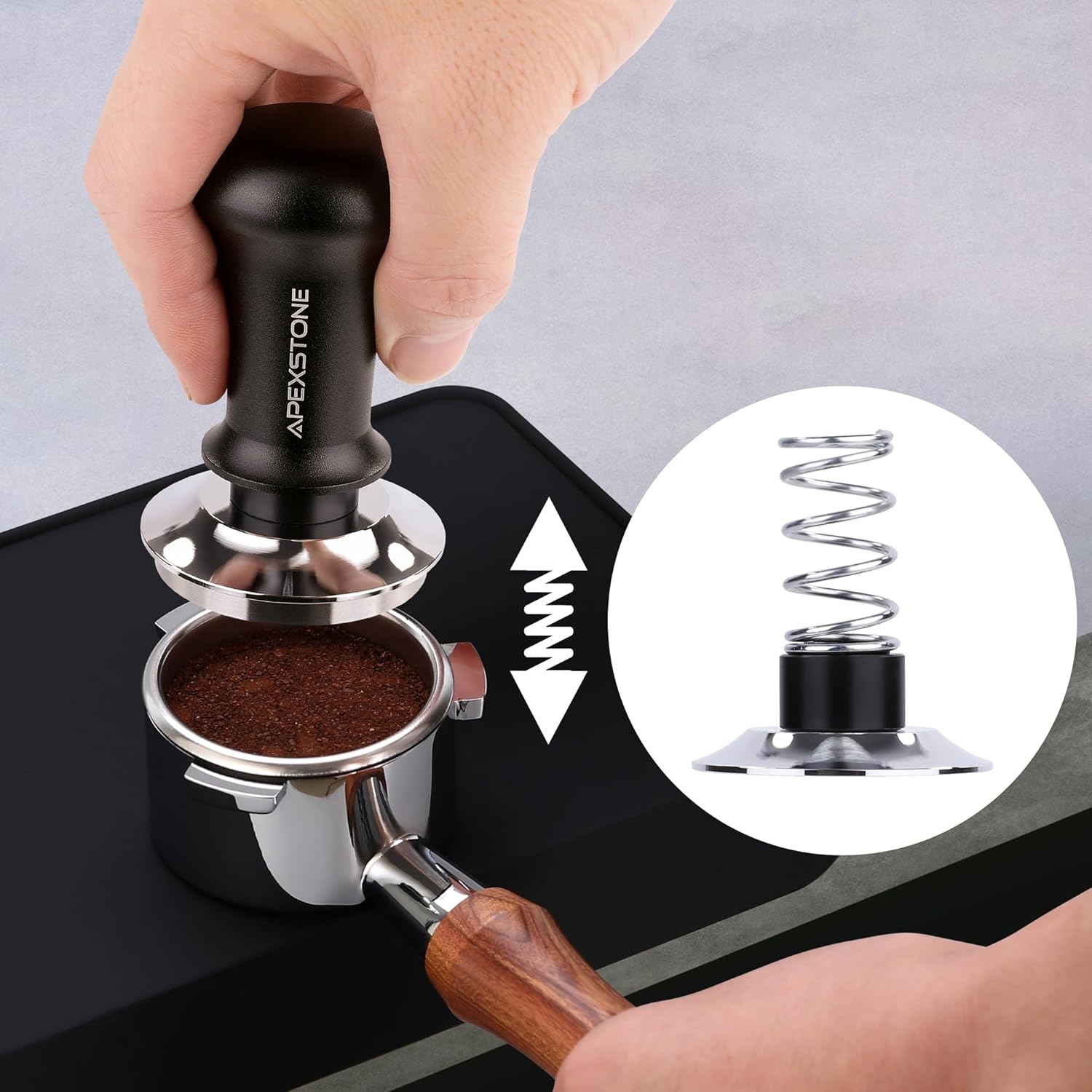 Apexstone Coffee Tamper Spring Loaded 51mm, Calibrated Espresso Tamper 51mm, Espresso Tamper Spring Loaded