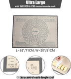 Silicone Pastry Mat 28X20 Inches Baking Mat with Measurement, Perfect for Dough, Pastry, Cookies, Pie Crust, Fondant, Bread, Sourdough, Pasta, Pizza, Kitchen Counter Mat