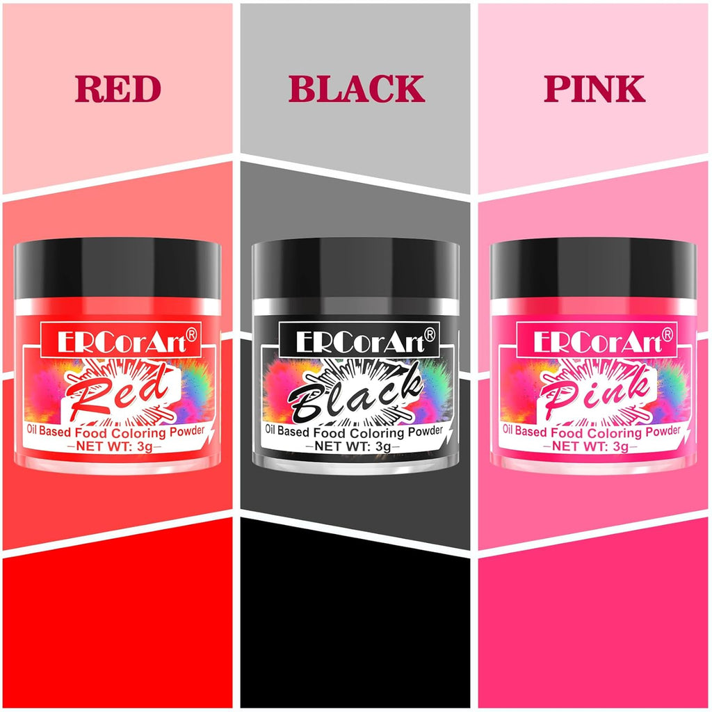 Oil Based Food Coloring Powder for Chocolate - 3 Colors Vibrant Edible Food Dye, Food Coloring Powder for Oil Based, Cake Decorating, Chocolate Melts,Candy Melts, DIY Crafts - 9 Gram