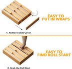 SpaceAid WrapNeat 4 in 1 Wrap Organizer with Cutter and Labels, Plastic Wrap, Aluminum Foil and Wax Bamboo Dispenser for Kitchen Storage Organization Holder for 12" Roll (Natural, 4-Slot)